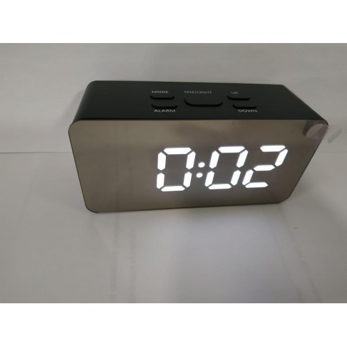 Годинники дзеркальні електронні настільні UKC DS-3658L - USB кабель + батареї (Чорний корпус - біле підсвічування)