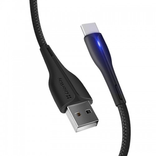 Кабель ColorWay USB-Type-C, 2.4А, 1м, PVC+Led, Black (CW-CBUC034-BK) в інтернет супермаркеті PbayMarket!