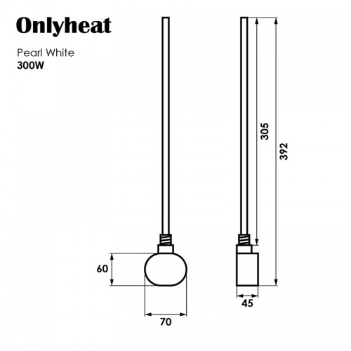 ТЕН для рушникосушки OnlyHeat Pearl White 0,3 кВт