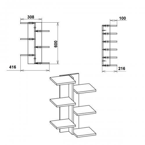 Полиця настінна П 16 Компанит Вільха Полиця настінна П 16 Компанит Вільха