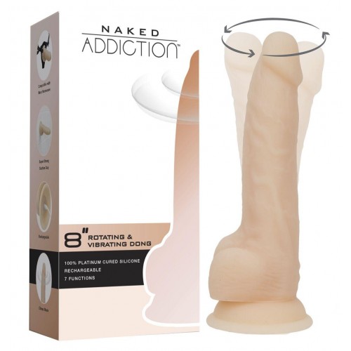 Фалоімітатор з вібрацією та ротацією Naked ADDICTION James 8″ Rotating & Vibrating Dong, пульт ДК в інтернет супермаркеті PbayMarket!