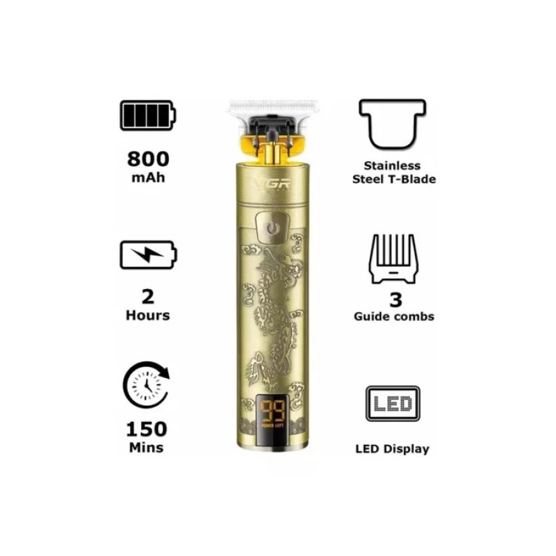 Машинка-триммер для стрижки волосся бездротова акумуляторна VGR V-076 Bronze