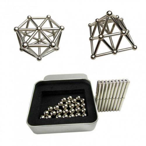 Магнітний конструктор дитячий Neocube Buckyballs amp; Buckybars головоломка-антистрес 63 деталі Сріблястий
