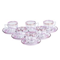 Чайний сервіз на 6 персон скляний TS Kitchen Clear рожевий (HP571)