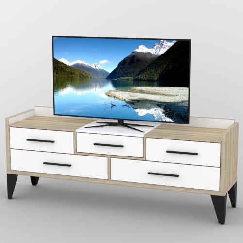 Тумба під телевізор Тиса Мебель ТВ-401 Дуб сонома Білий 68x44x174 см Тумба під телевізор Тиса Мебель ТВ-401 Дуб сонома Білий 68x44x174 см