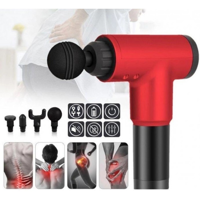 Масажер Для Тіла М'язовий Fascial Gun 320 Ударний Масажний Пістолет Червоний