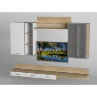 Стінка в вітальню Тиса Мебель Вітальня-208 Сонома Білий 1200x316x2200 мм