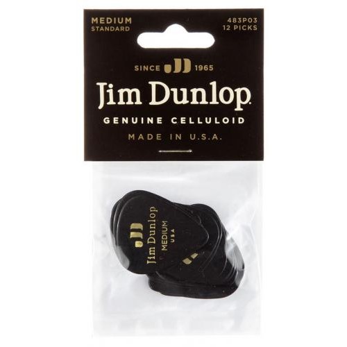 Медіатори Dunlop 483P03MD Genuine Celluloid Black Medium Player's Pack (12 шт.) Медіатори Dunlop 483P03MD Genuine Celluloid Black Medium Player's Pack (12 шт.)
