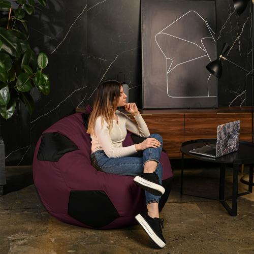 Крісло мішок М'яч Оксфорд 120см Студія Комфорту Великий Бордовий + Чорний