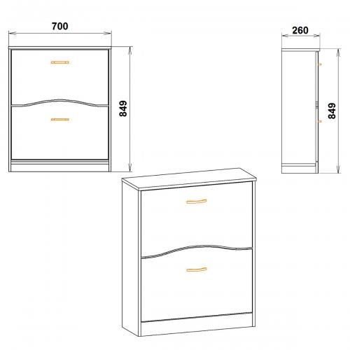 Тумба для взуття Компаніт ТО-2 Німфея альба (70х26х85 см) Тумба для взуття Компаніт ТО-2 Німфея альба (70х26х85 см)
