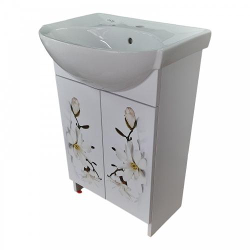Тумба Mikola-M Магнолія пластикова з умивальником CERSANIT Cersania 50 см
