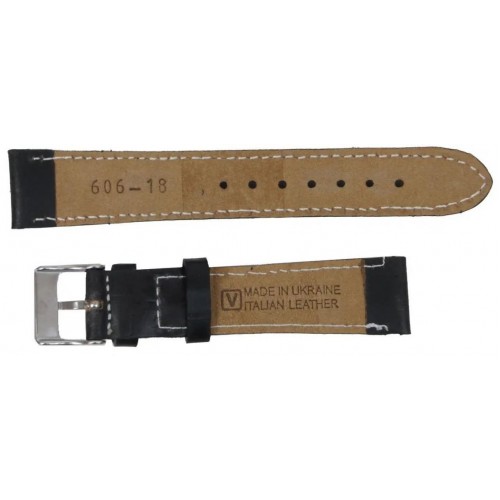 Ремінець для годинника Mykhail Ikhtyar зі шкіри 18 мм Чорний (S606-18S Black)