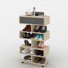 Стелаж для взуття Тиса Мебель ТО-216 Дуб сонома Графіт 114.2x60 см