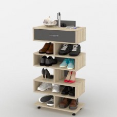 Стелаж для взуття Тиса Мебель ТО-216 Дуб сонома Графіт 114.2x60 см