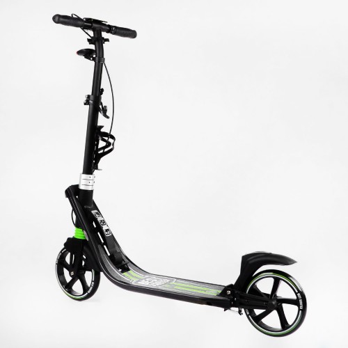Двоколісний складаний самокат ліхтарик 2 амортизатора Best Scooter 100 кг Black and green (114435) Двоколісний складаний самокат ліхтарик 2 амортизатора Best Scooter 100 кг Black and green (114435)