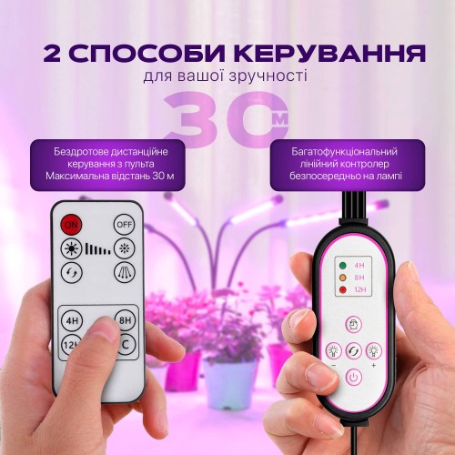 Фітолампа світлодіодна (LED) No Brand для рослин регулювання яскравості та кольору з пультом гнучка IP65 (FL-02) Фітолампа світлодіодна (LED) No Brand для рослин регулювання яскравості та кольору з пультом гнучка IP65 (FL-02)