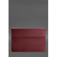 Шкіряний чохол-конверт на магнітах для MacBook 14 Бордовий Crazy Horse BlankNote