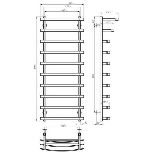 Сушарка водяна Lotos П10 400х1200 Deffi Чорний Нижнє підключення (A.LO.120.40.10.B.A) в інтернет супермаркеті PbayMarket!