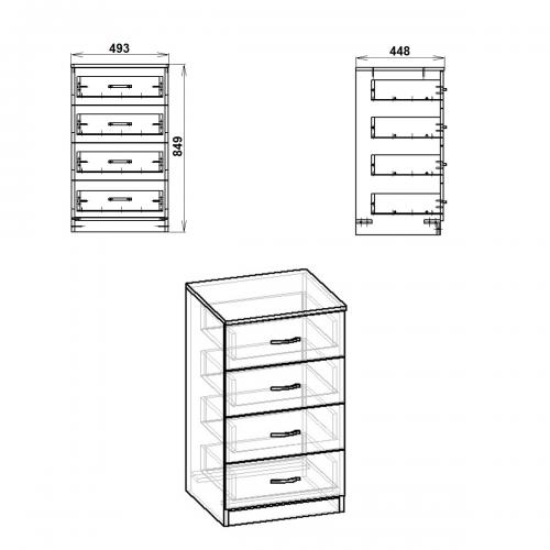 Комод Компаніт 4А Німфея альба (49х45х85 см) Комод Компаніт 4А Німфея альба (49х45х85 см)