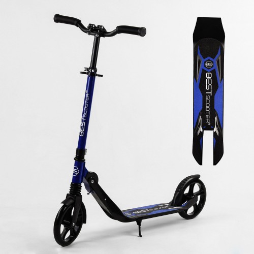 Двоколісний самокат амортизатор складаний Best Scooter PU колеса 100 кг Black and blue (103471) Двоколісний самокат амортизатор складаний Best Scooter PU колеса 100 кг Black and blue (103471)