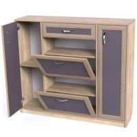 Тумба для взуття Тиса Мебель ТО-143 Дуб сонома Графіт 105x120 см