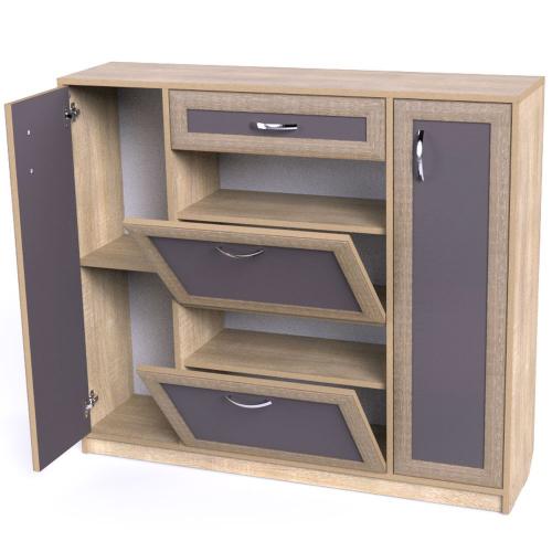 Тумба для взуття Тиса Мебель ТО-143 Дуб сонома Графіт 105x120 см Тумба для взуття Тиса Мебель ТО-143 Дуб сонома Графіт 105x120 см