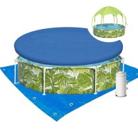 Каркасний басейн Bestway 56432-3, 244 x 51 см (каркас, чаша, фільтр 2006 л/год, навіс, душ, тент, підстилка)