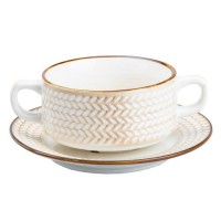 Бульйонниця керамічна TS Kitchen зі блюдцем у стилі ретро білий (HP23388)
