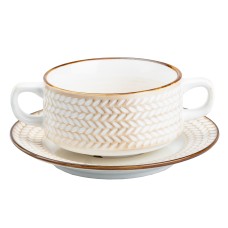 Бульйонниця керамічна TS Kitchen зі блюдцем у стилі ретро білий (HP23388)