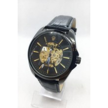 Чоловічий механічний годинник Clockhouse Skeleton Чорний (IBW408B)