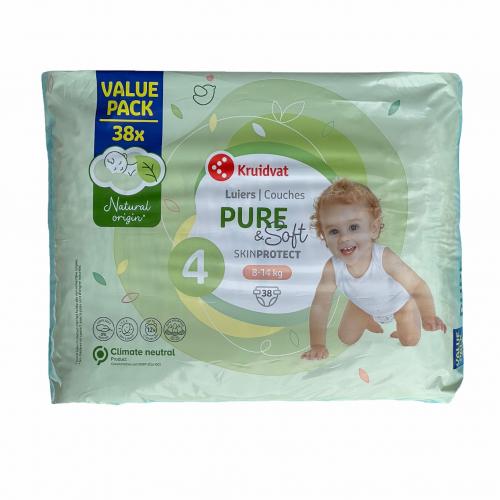 Дитячі підгузники Kruidvat Pure & Soft 4 (8-14 кг) 38 шт в інтернет супермаркеті PbayMarket!