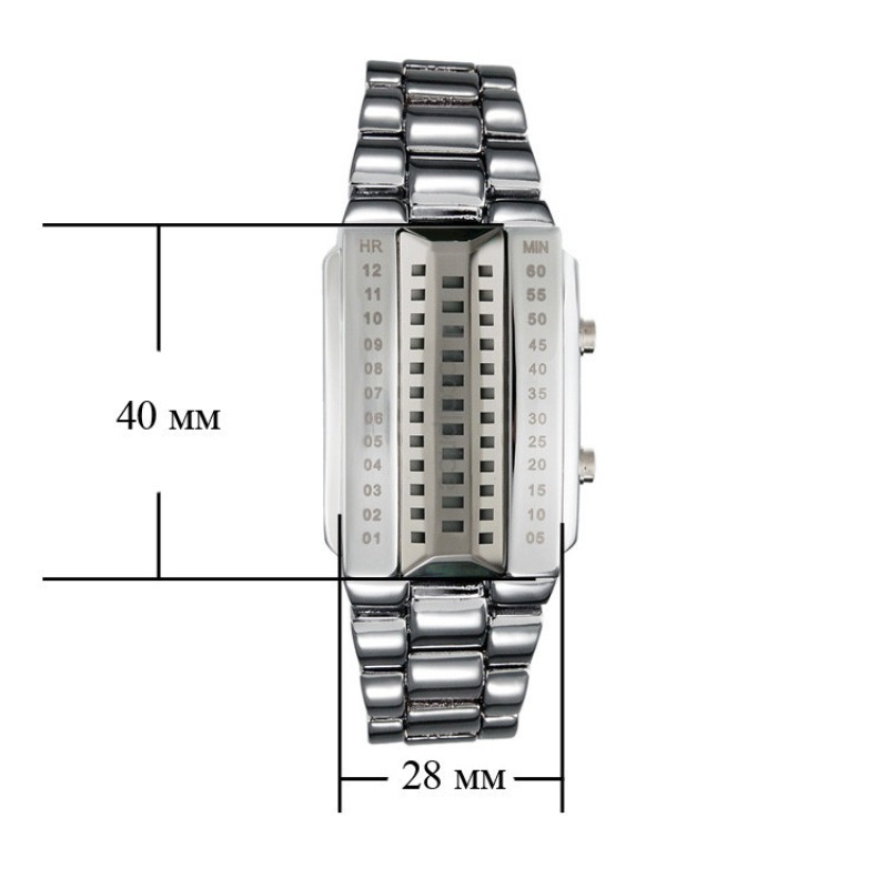 Годинник бінарний чоловічий Skmei 1035 Сріблястий