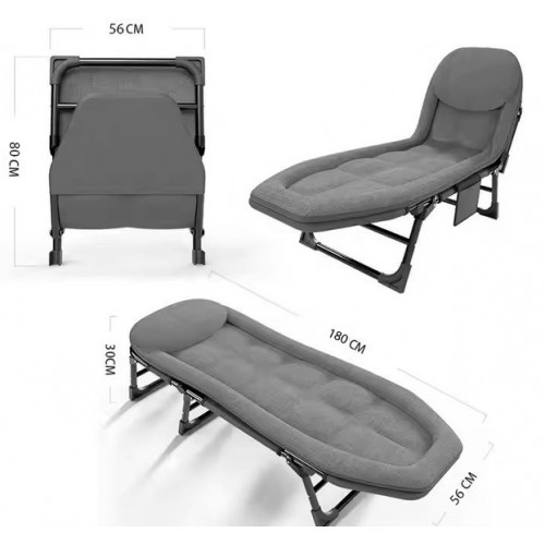 Розкладне ліжко No Brand Комбат Jet Folding-Bed крісло-лежак із подушкою та матрацом до 150 кг 180х60х30 см Сірий (2104618498)