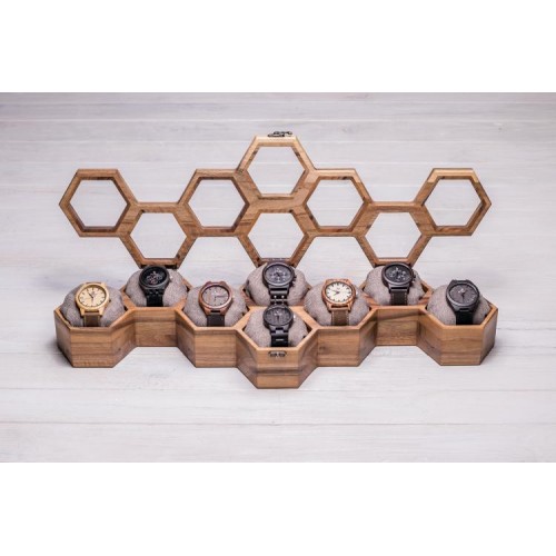 Настільна коробочка органайзер у формі сот для годинників ecoWalnut 7.8х59.7х18.8 см