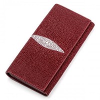 Гаманець жіночий STINGRAY LEATHER 18097 з натуральної шкіри морського ската Бордовий, Бордовий