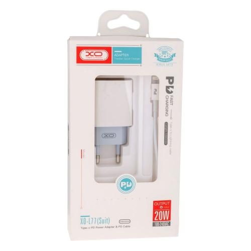 Зарядний пристрій XO L77 20W Type C Power Adapter для телефонів Apple + кабель Lightning Зарядний пристрій XO L77 20W Type C Power Adapter для телефонів Apple + кабель Lightning