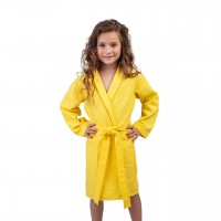 Дитячий вафельний халат Luxyart розмір 4-7 років 30-32 100% бавовна Жовтий (LS-202)