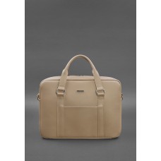 Шкіряна сумка для ноутбука та документів світло-бежева BlankNote