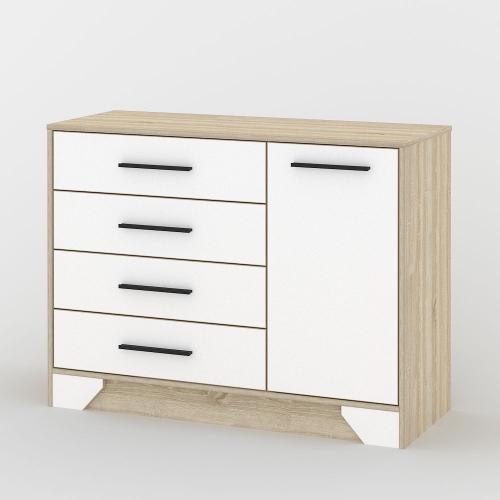 Комод Тиса Мебель 110 Дуб сонома Білий 85x40x112 см Комод Тиса Мебель 110 Дуб сонома Білий 85x40x112 см