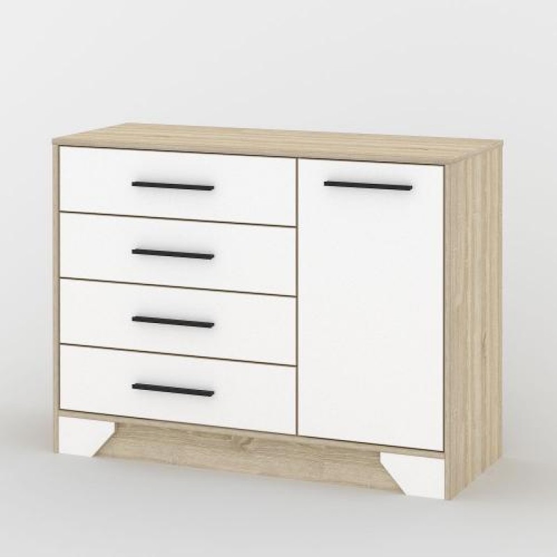 Комод Тиса Мебель 110 Дуб сонома Білий 85x40x112 см