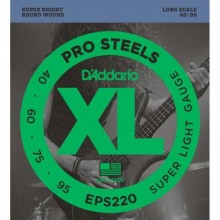 Струни для бас-гітари D'Addario EPS220 Pro Steels Super Light Electric Bass Strings 40/95