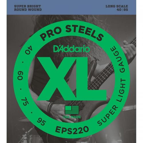 Струни для бас-гітари D'Addario EPS220 Pro Steels Super Light Electric Bass Strings 40/95 Струни для бас-гітари D'Addario EPS220 Pro Steels Super Light Electric Bass Strings 40/95