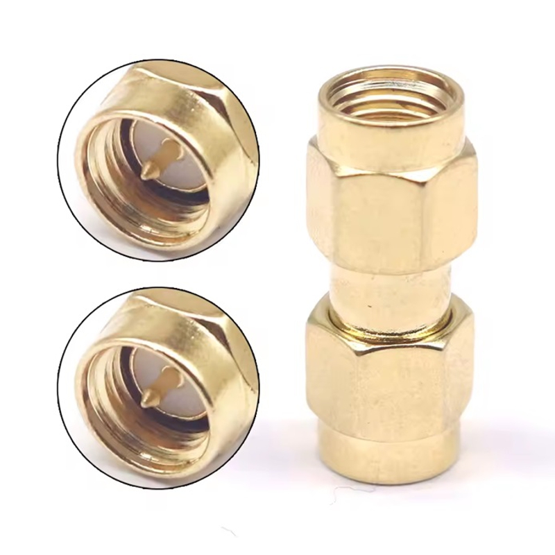 SMA перехідник коннектор з SMA male на SMA male зі штирьками з 2-х сторін