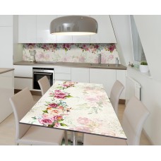 Наклейка 3Д вінілова на стіл Zatarga «Гілки півонії» 600х1200 мм для будинків, квартир, столів, кав'ярень