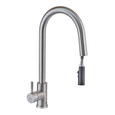 Змішувач для кухні з висувною лійкою (прихованою) Mixxus LUX-014 Hidden (нерж. сталь) (MI6231)