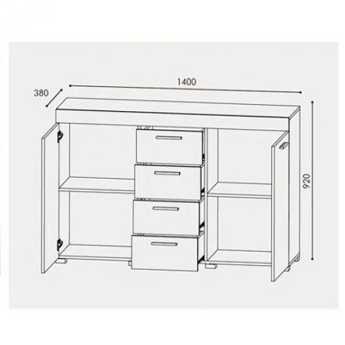 Комод Еверест Британія К-7 телескопічні напрямні Венге комбі (140х38х92 см) Комод Еверест Британія К-7 телескопічні напрямні Венге комбі (140х38х92 см)