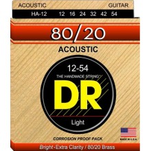 Струни для акустичної гітари 6 шт DR HA-12 Hi-Beam 80/20 Bronze Acoustic Guitar Strings Light 12/54