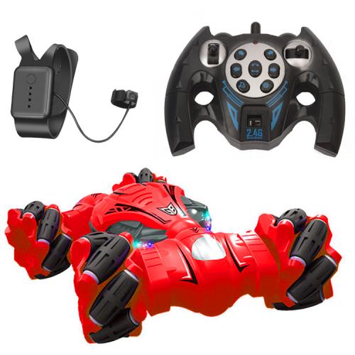 Трукова дрифт машинка перевертень 26см на радіокеруванні жестами та пультом YT Drift Stunt Car 510 звукові та світлові ефекти обертання на 360° Червона