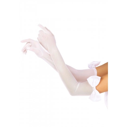 Довгі рукавички Leg Avenue Opera length bow top gloves White в інтернет супермаркеті PbayMarket!