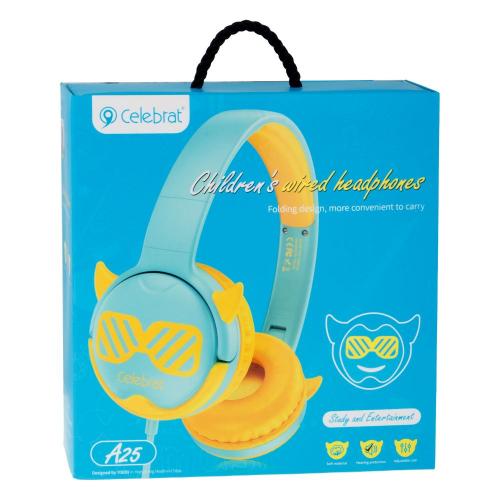 Дитячі навушники Celebrat A25 Childrens wired headphones mini-jack 3,5 mm Yellow